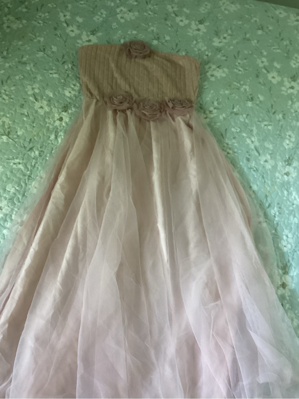 SHEIN Light Pink Strapless Tulle Dress